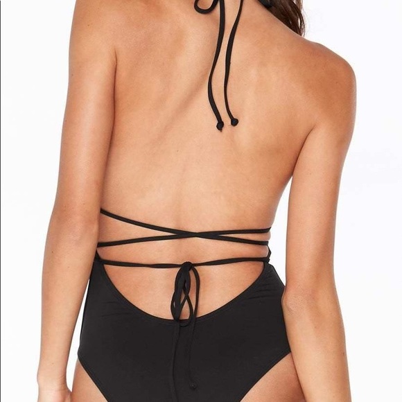 L*Space Pamela plunge open back one piece in black - Picture 2 of 7